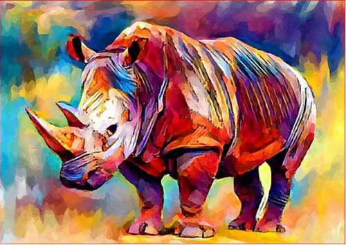 Rhino Rainbow - DIY Painting By Numbers Kit