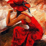 Lady In Red Attire - DIY Painting By Numbers Kit