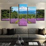 Lavender Field By The Snow Capped Mountain