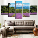 Lavender Field By The Snow Capped Mountain