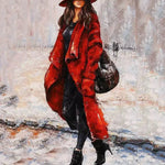 Fancy Woman In Red Coat - DIY Painting By Numbers Kit