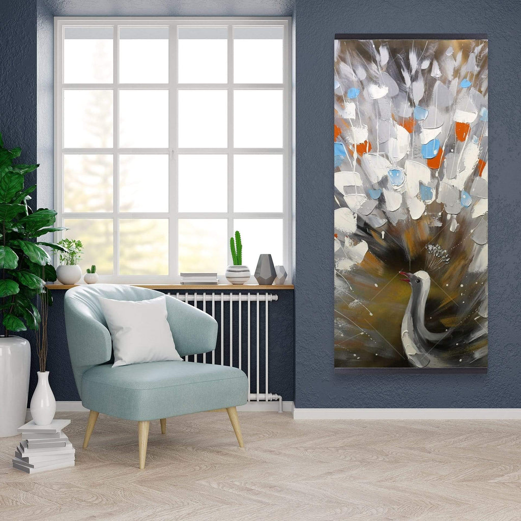 Abstract Color Spotted Peacock - Wooden Magnetic Frame