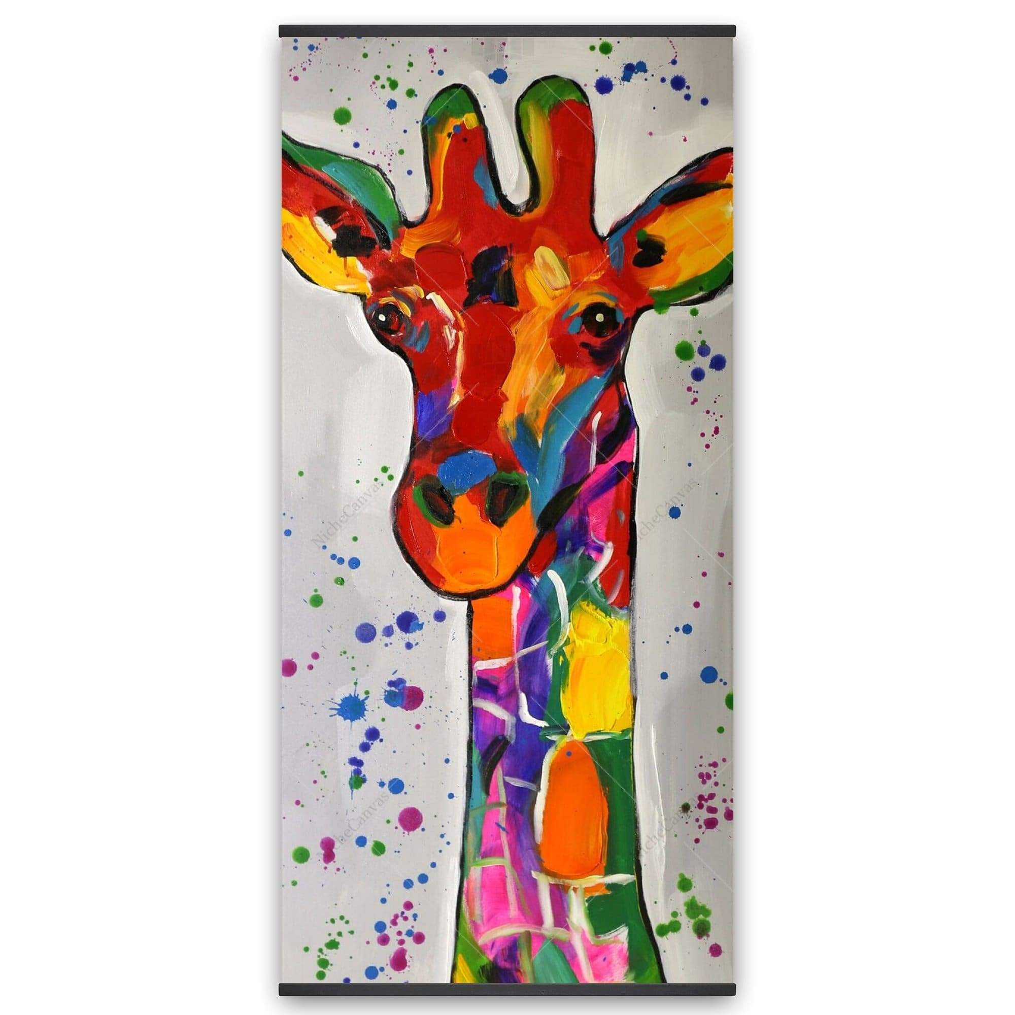Abstract Colorful Giraffe With Paint Splash - Wooden Magnetic Frame