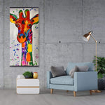 Abstract Colorful Giraffe With Paint Splash - Wooden Magnetic Frame