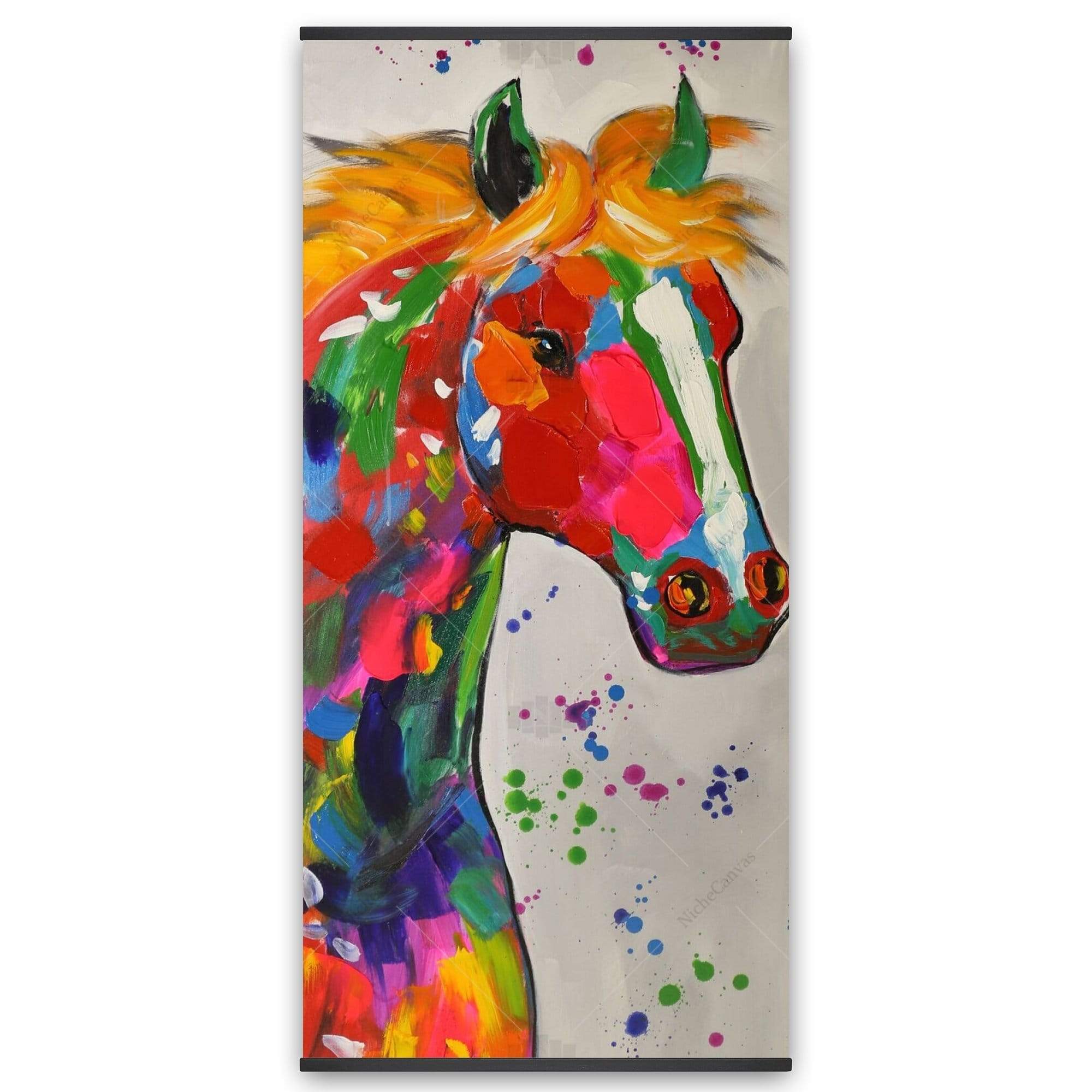 Abstract Colorful Horse With Paint Splash - Wooden Magnetic Frame