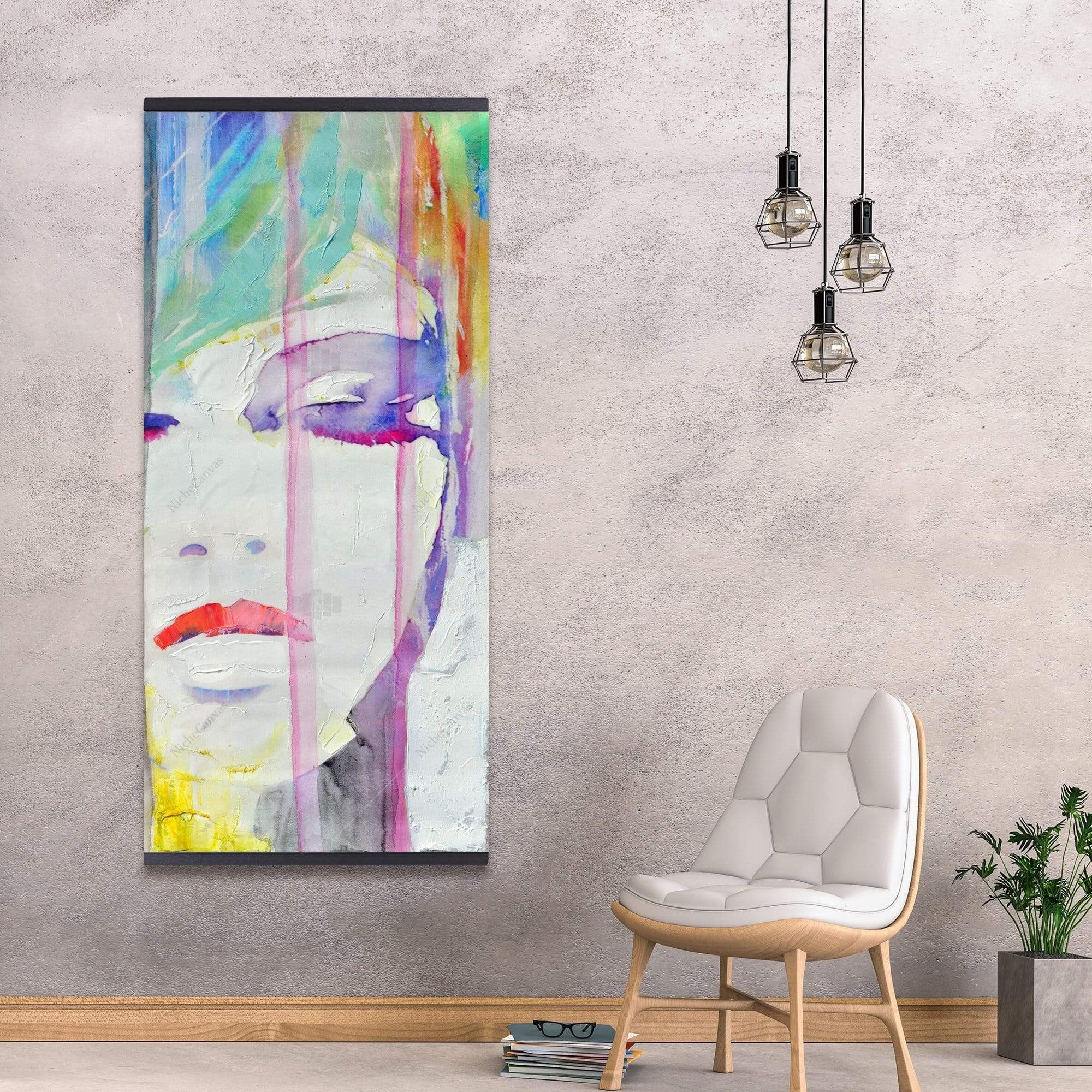 Abstract Colorful Portrait - Wooden Magnetic Frame