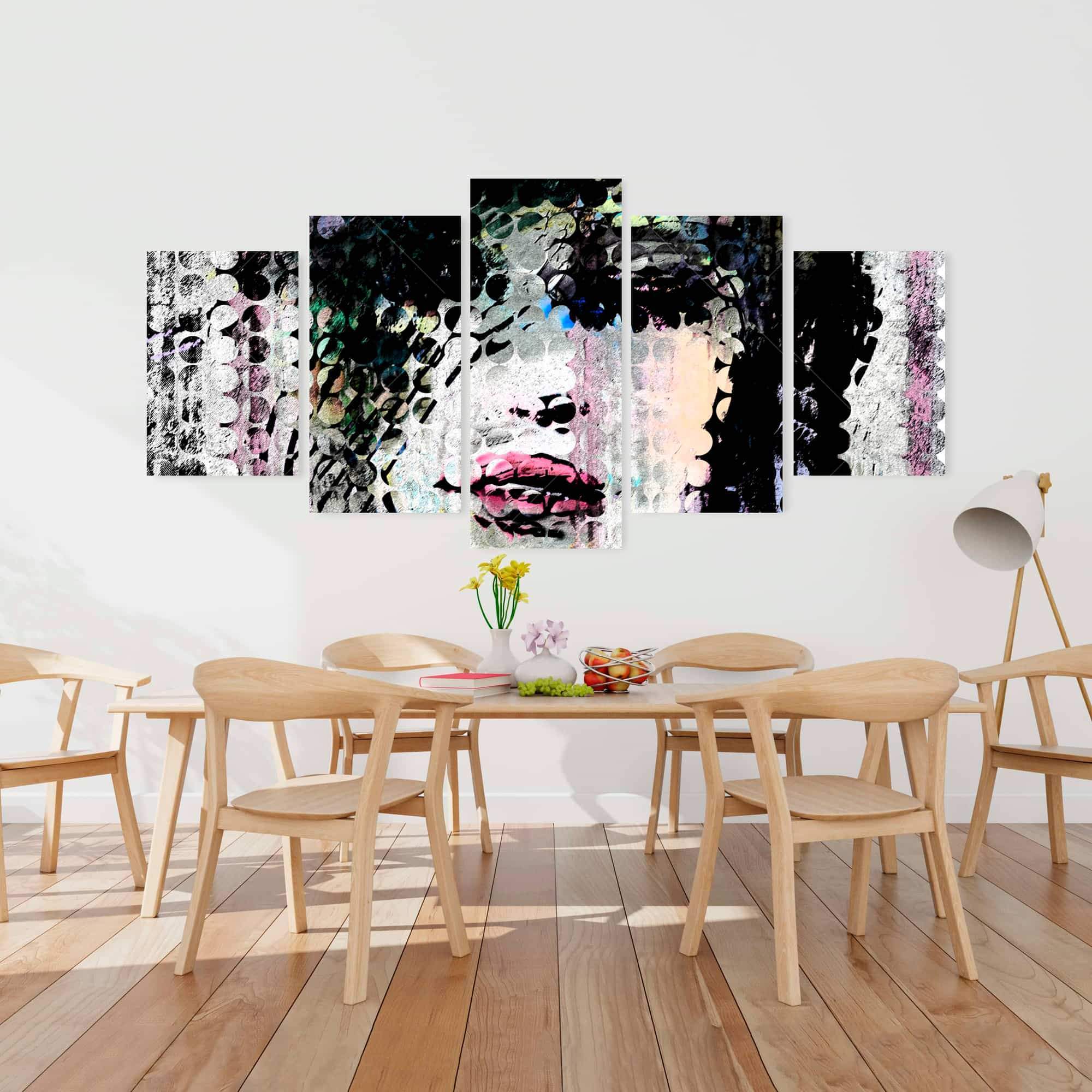 Abstract Colorful Woman Face Made From Dots