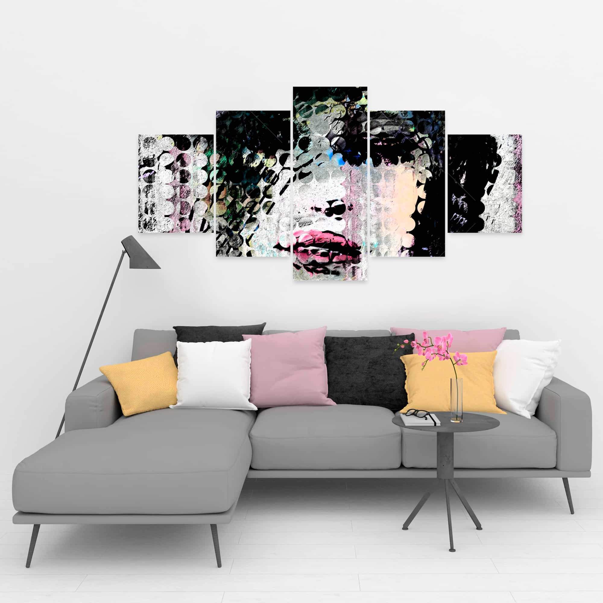 Abstract Colorful Woman Face Made From Dots