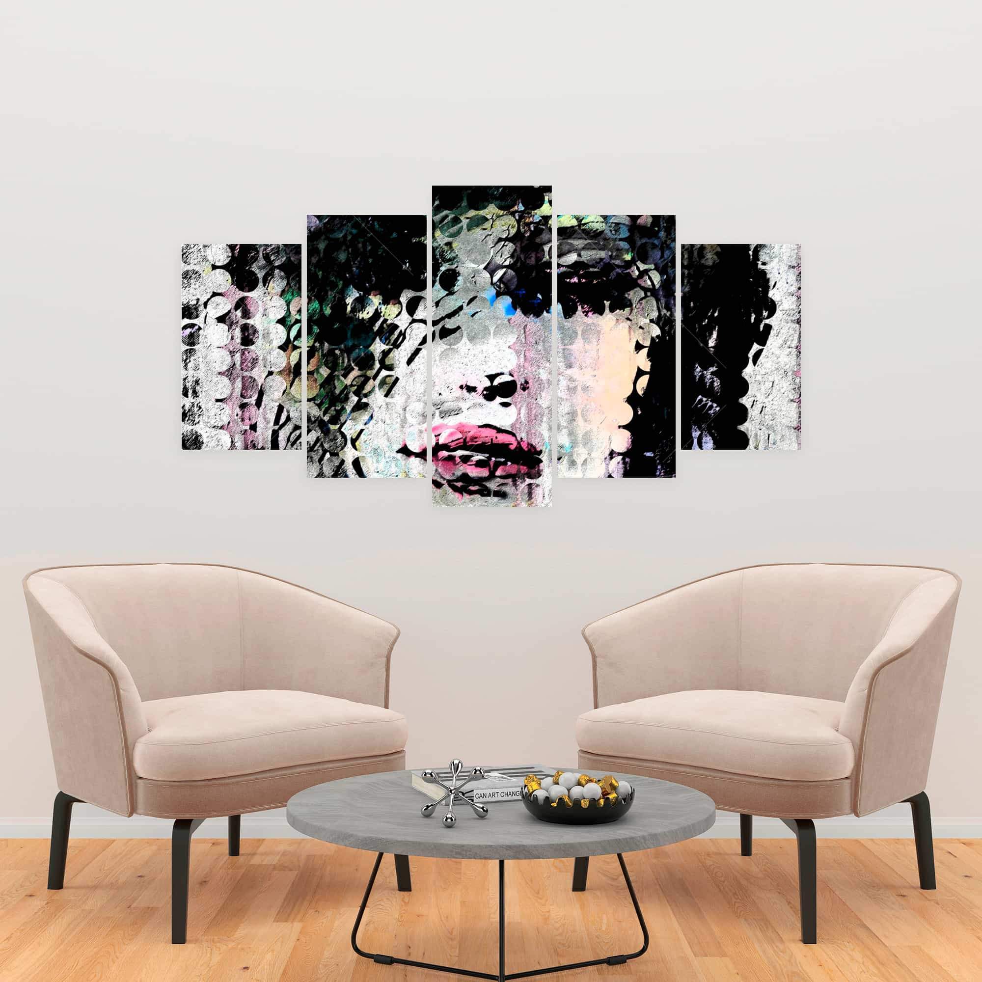 Abstract Colorful Woman Face Made From Dots