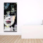 Abstract Colorful Woman Face Made From Dots - Wooden Magnetic Frame