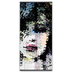 Abstract Colorful Woman Face Made From Dots - Wooden Magnetic Frame