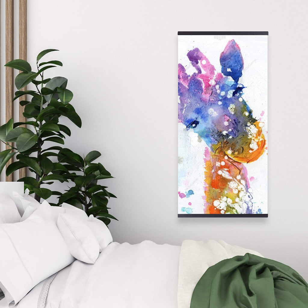 Abstract Giraffe With Color Splash - Wooden Magnetic Frame