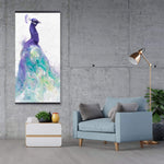 Abstract Peacock In Watercolor - Wooden Magnetic Frame