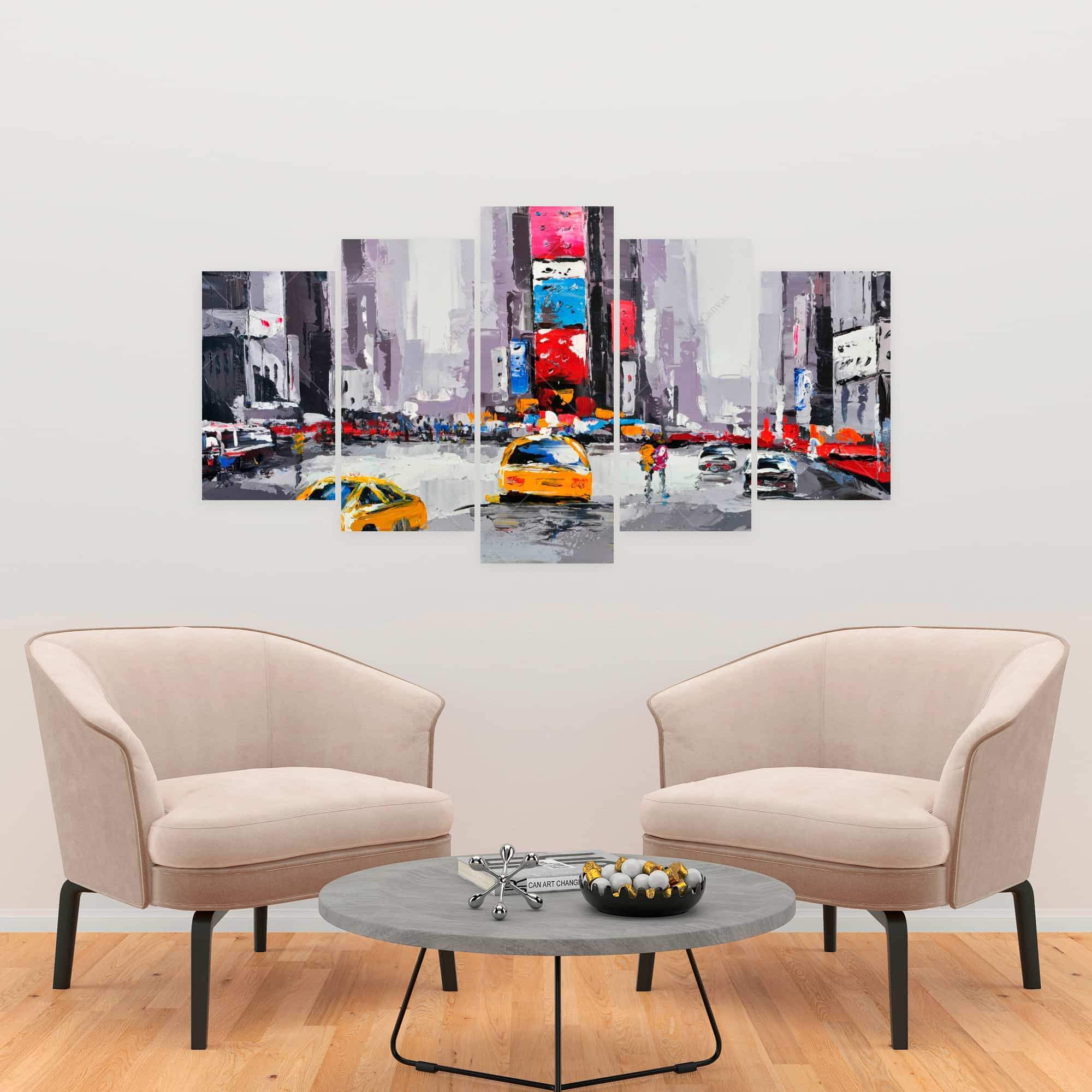 Abstract Street With Yellow Taxis