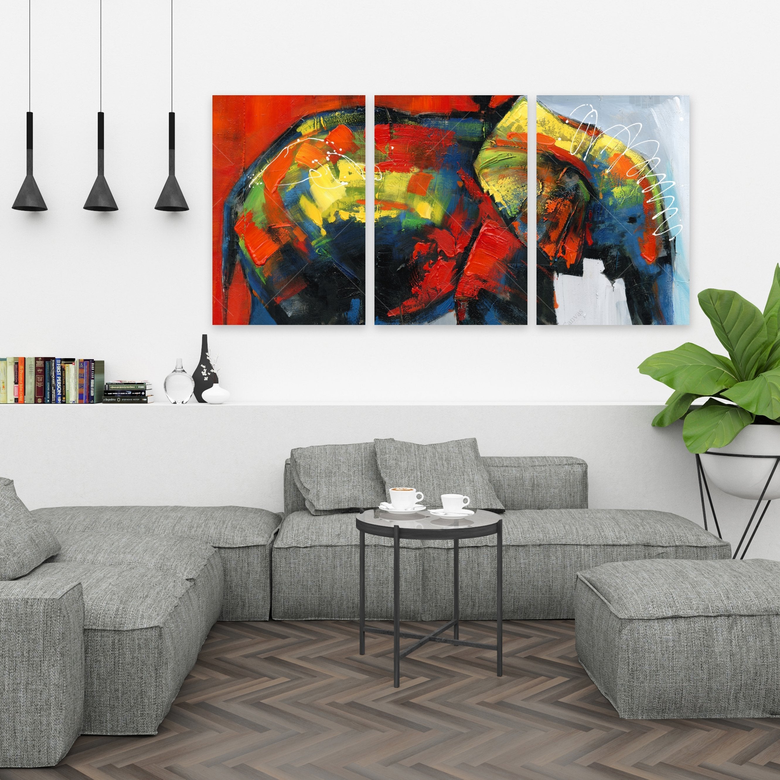 Abstract And Colorful Elephant In Motion