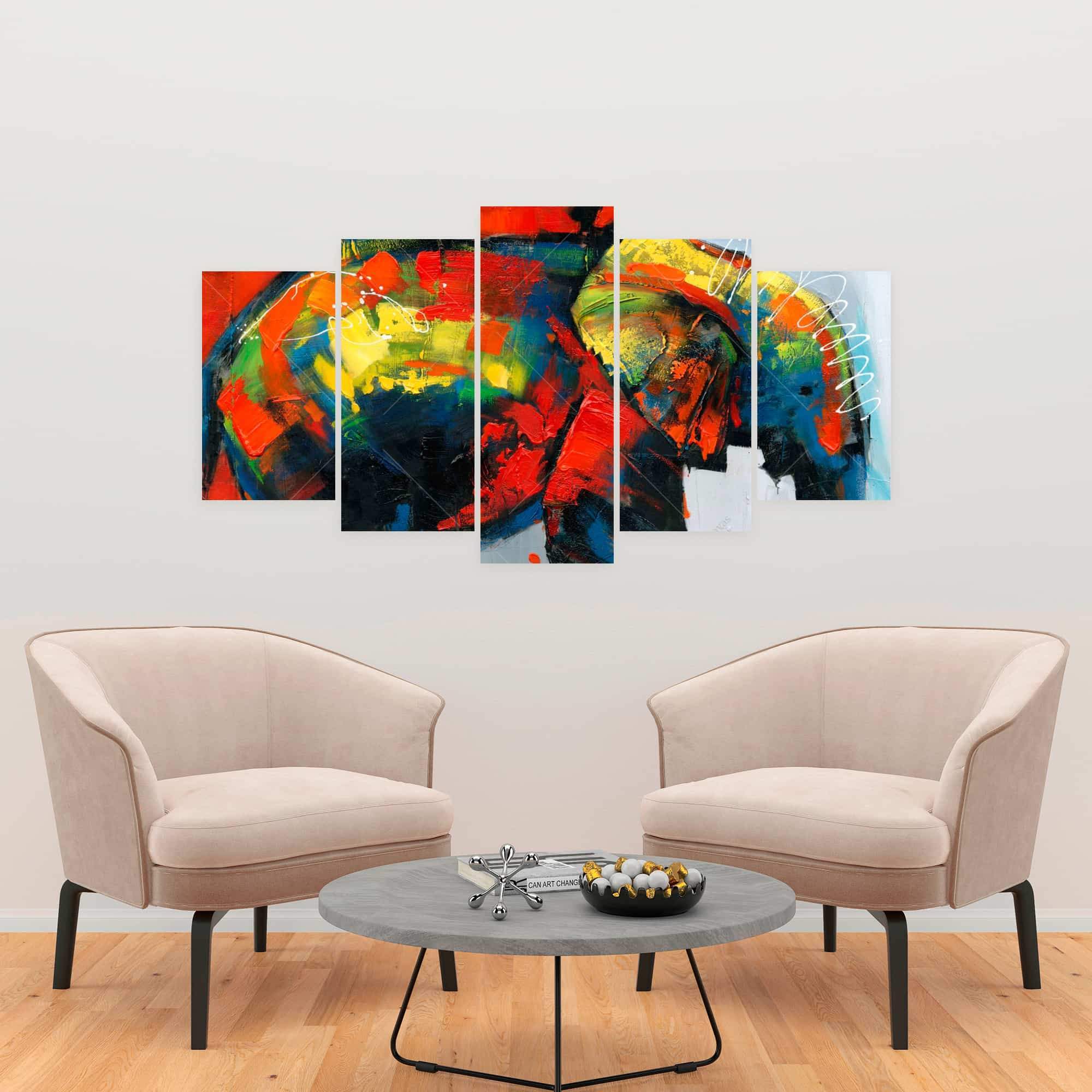 Abstract And Colorful Elephant In Motion