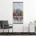 Cityscape With Typography In Relief - Wooden Magnetic Frame