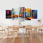 Color Spotted Street With Taxis