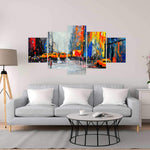 Color Spotted Street With Taxis