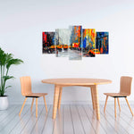 Color Spotted Street With Taxis