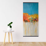 Colorful Abstract Small Flowers - Wooden Magnetic Frame