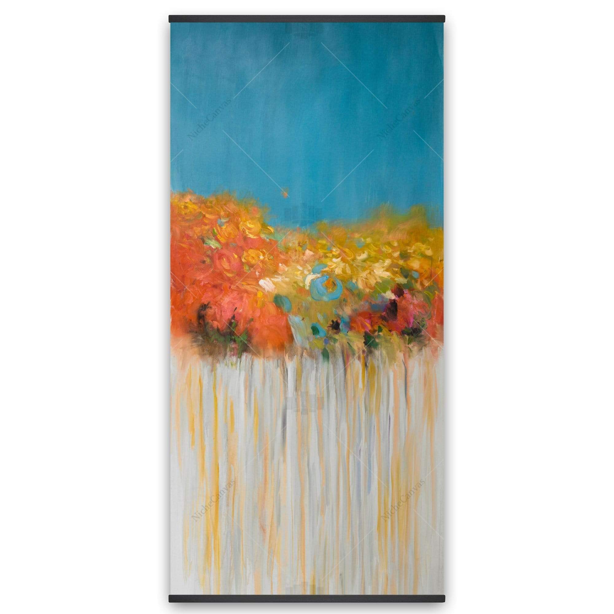 Colorful Abstract Small Flowers - Wooden Magnetic Frame