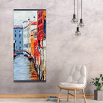 Colorful And Texturized City On The Water - Wooden Magnetic Frame