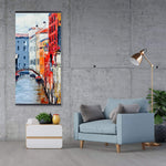 Colorful And Texturized City On The Water - Wooden Magnetic Frame