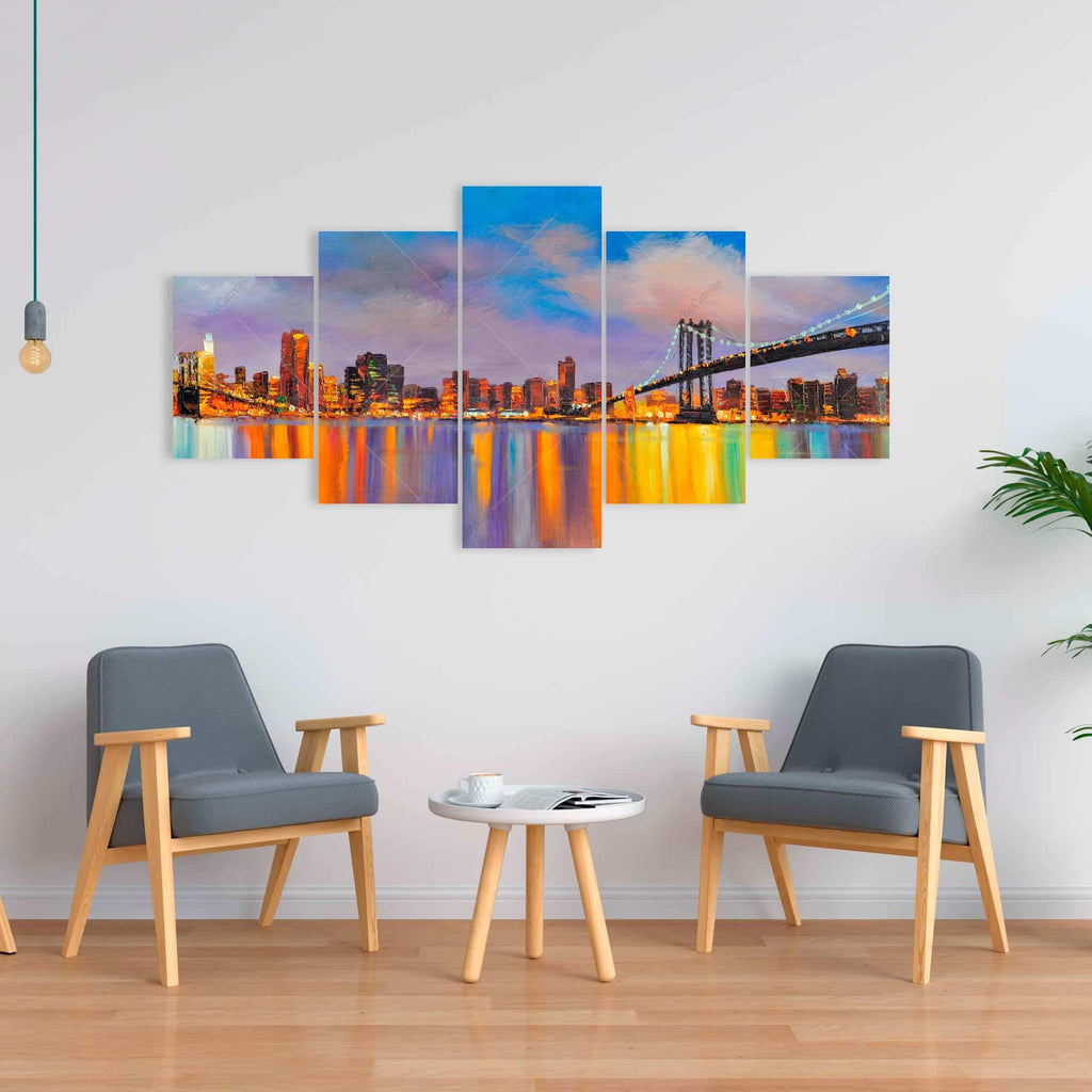 Colorful City With A Bridge By Day