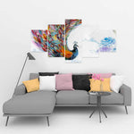 Colorful Peacock With Flowers