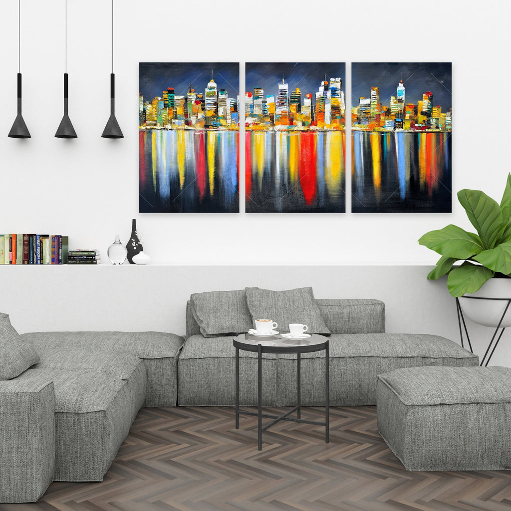 Colorful Reflection Of A Cityscape By Night