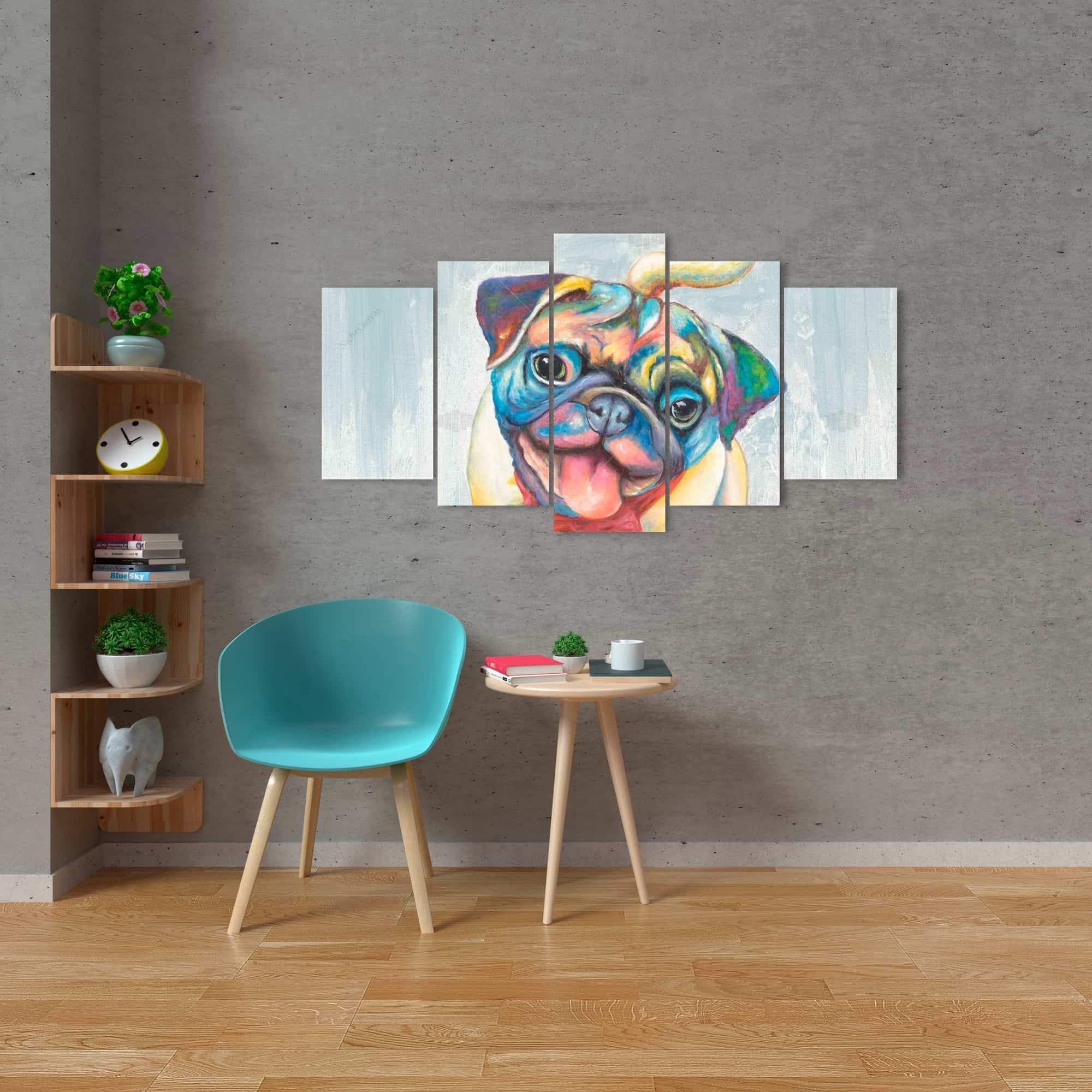 Colorful Smiling Pug