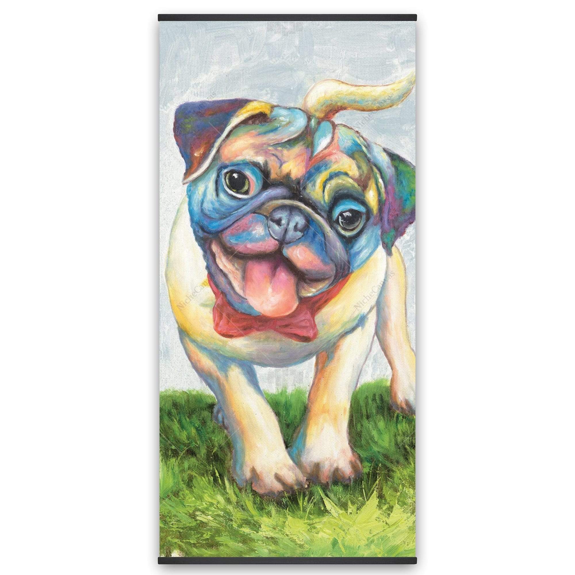 Colorful Smiling Pug - Wooden Magnetic Frame