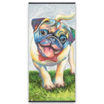 Colorful Smiling Pug - Wooden Magnetic Frame
