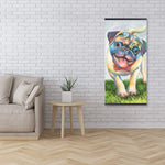 Colorful Smiling Pug - Wooden Magnetic Frame