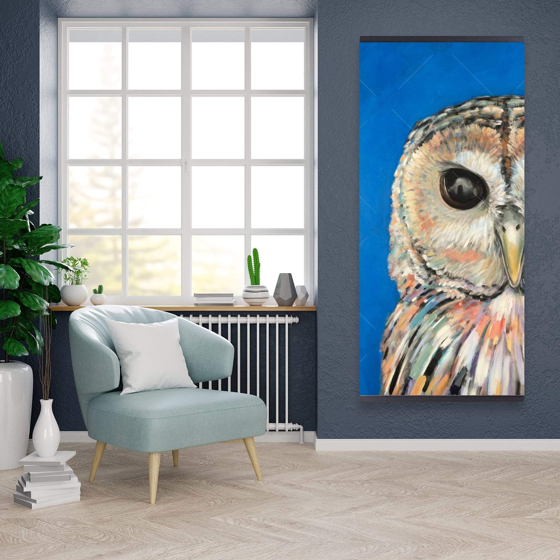 Colorful Spotted Owl - Wooden Magnetic Frame