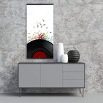 Notes Escaping From A Vinyl Record - Wooden Magnetic Frame